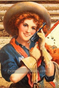 modèle cowgirl occidental original Peinture à l'huile